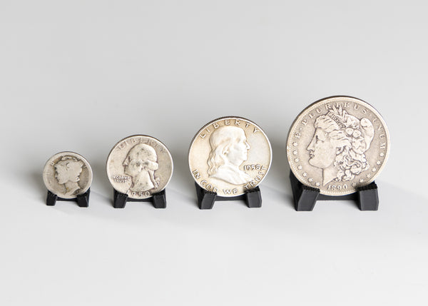 3D Printed Coin Stand Set β 4 Sizes for Coins & Bullion β Black or White Display Holders