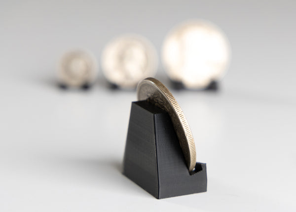 3D Printed Coin Stand Set β 4 Sizes for Coins & Bullion β Black or White Display Holders