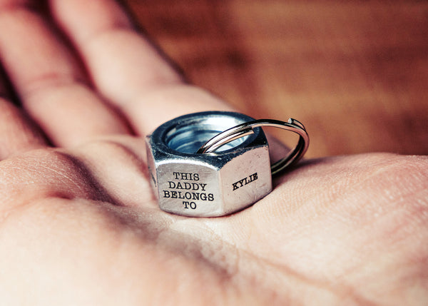 Personalized Hex Nut Keychain
