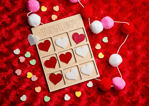 Valentine's Tic-Tac-Toe game board set.