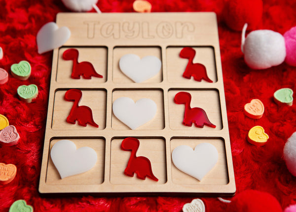 Valentine's Tic-Tac-Toe game board set.