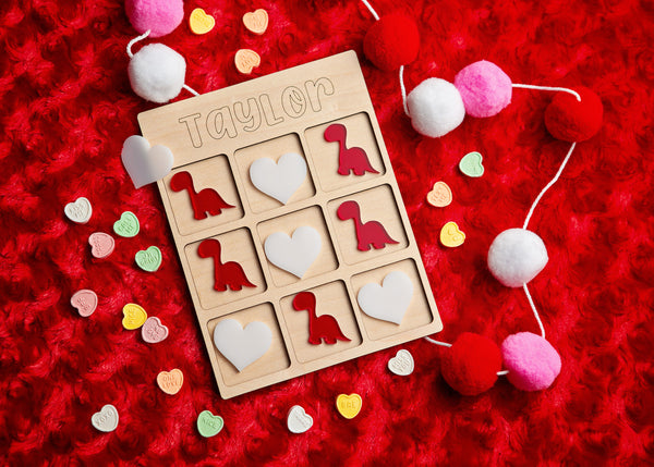 Valentine's Tic-Tac-Toe game board set.
