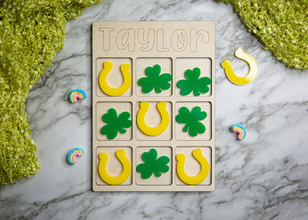 St. Patrick's Tic-Tac-Toe game board set.