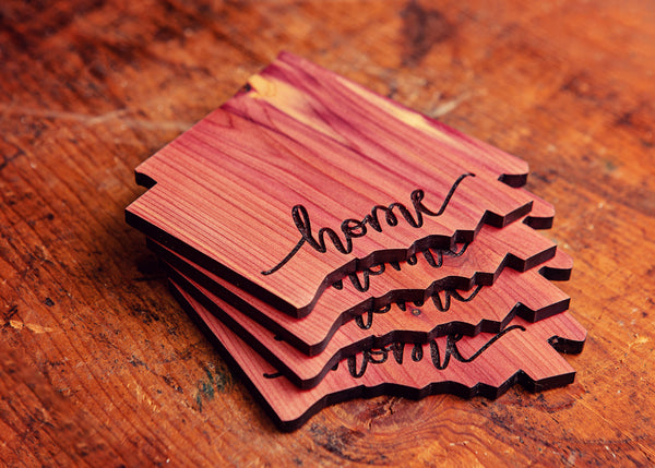 Cedar Arkansas Coasters - Set of 4