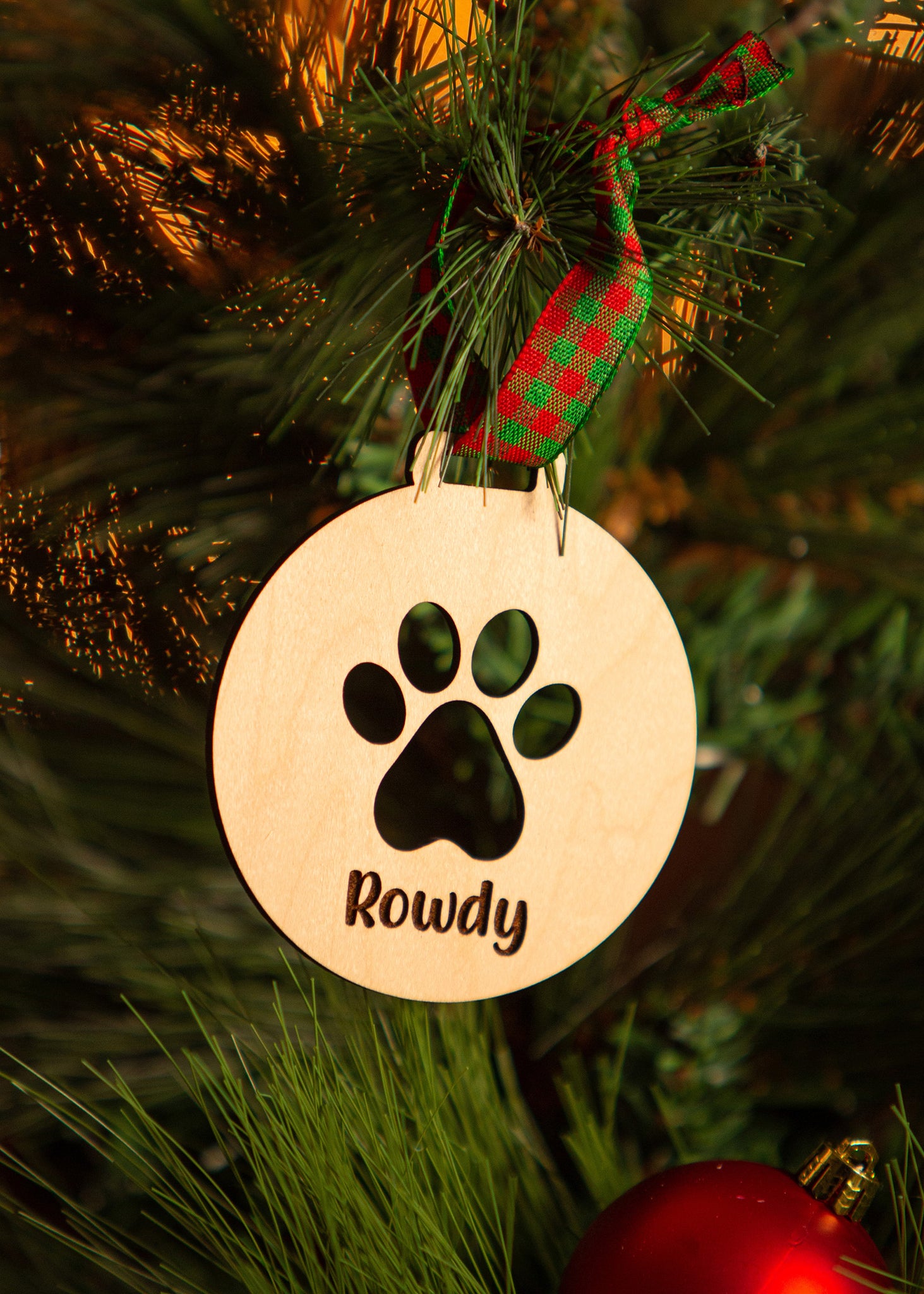 Laser Cut Paw Print Christmas Ornament
