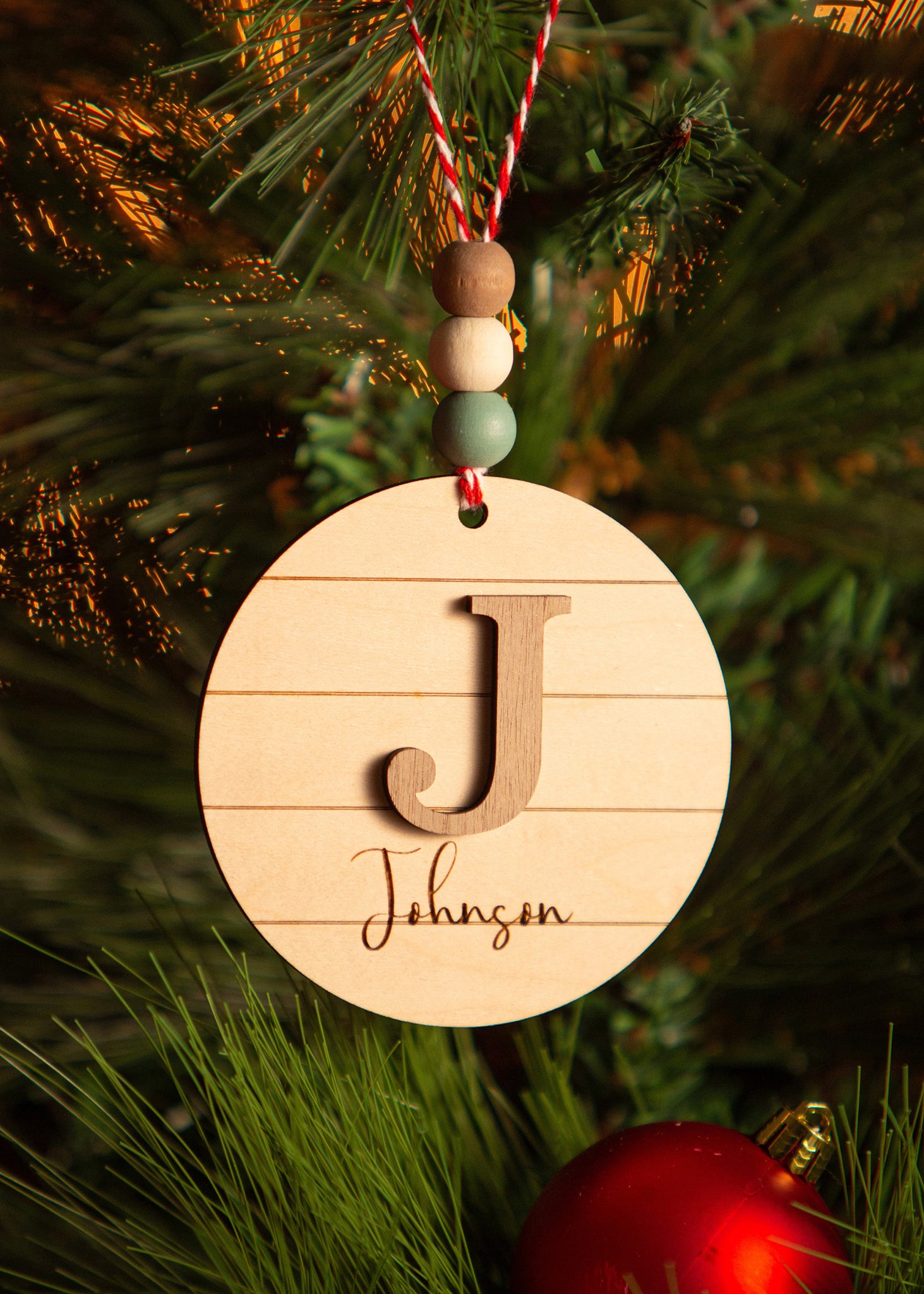 Shiplap Initial Christmas Ornament